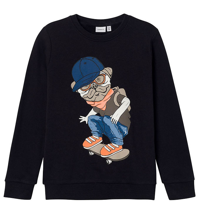 Name It Sweatshirt - NkmTelexo - Black w. Dog » Quick Shipping | Sweatshirts