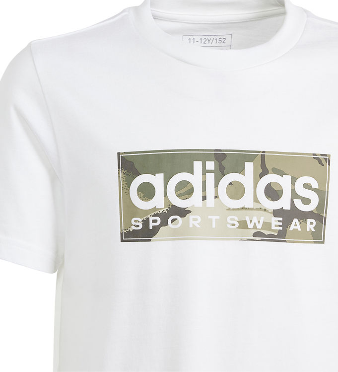 Performance adidas T-shirt - T Lin B Camo - White/Green