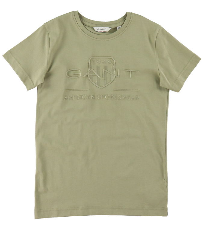 GANT T-shirt - Tonal Shield - Beige Green » Cheap Delivery