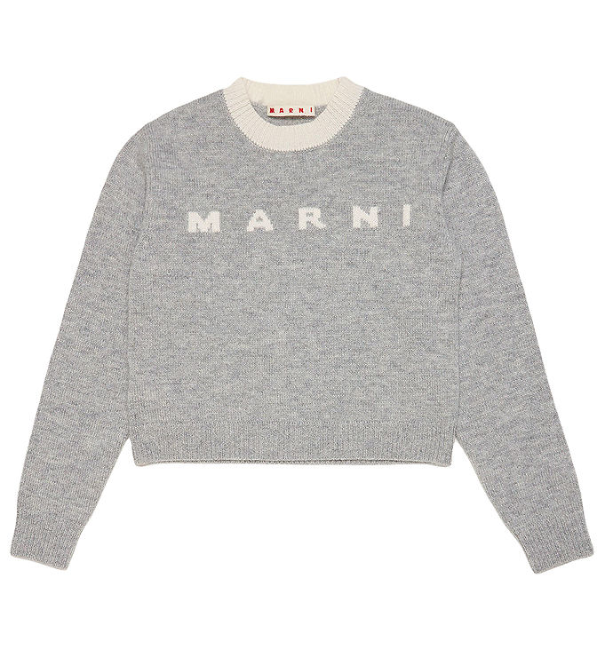 Marni Tröja Beskuren Ull Gråmelerad M. Creme