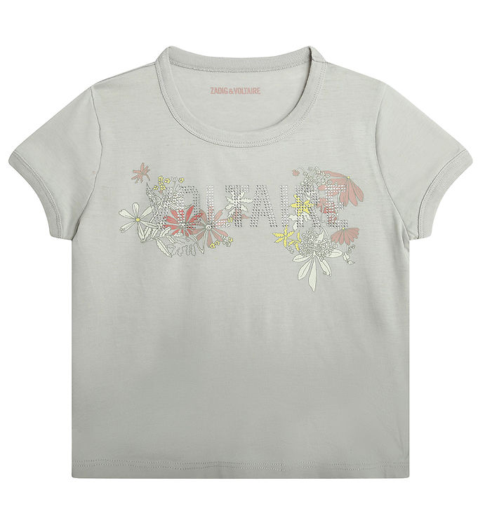 Zadig & Voltaire T Shirt Alister Ljusgrå M. Blommor/similis