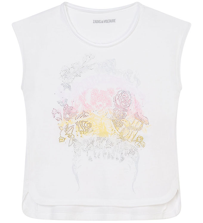 Zadig & Voltaire T Shirt Angel Vit M. Tryck/strass