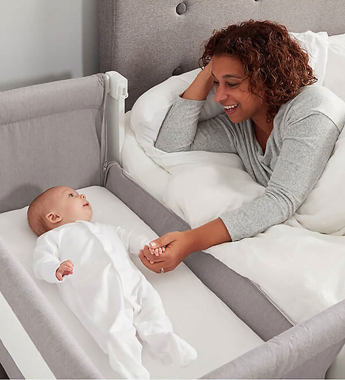 Grey bedside 2025 crib