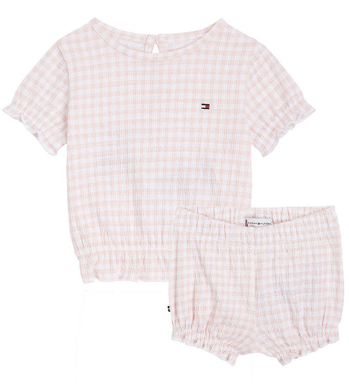 Tommy Hilfiger Set T Shirt/bloomers Ruffle Gingham White/p