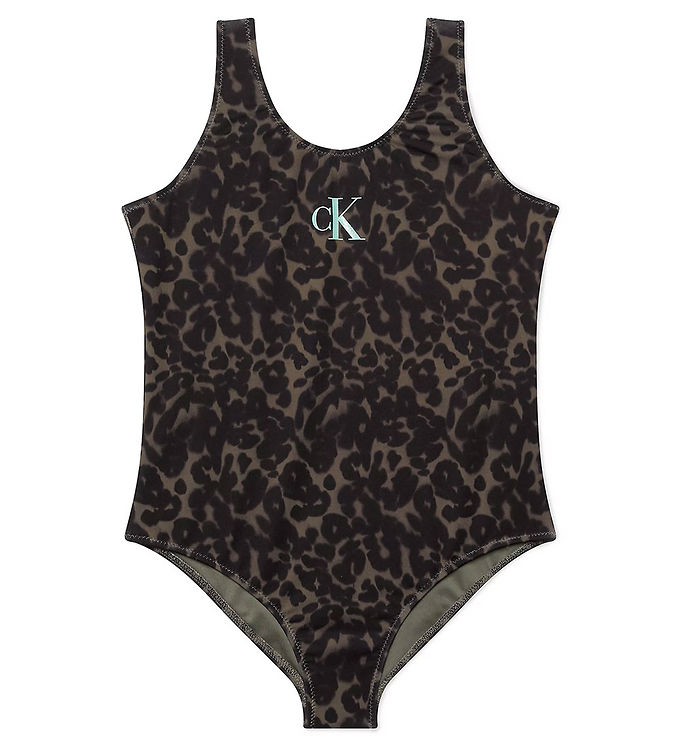 Calvin Klein Baddrakt Leopard Olive Op