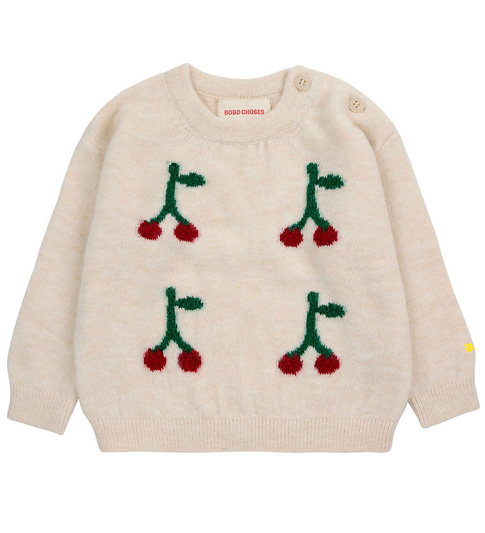 Bobo Choses Tröja Stickad Cherry Off White