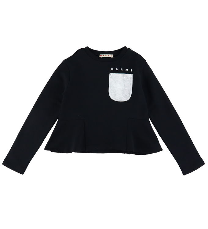 Marni Sweatee Shirt Beskuren Svart M. Silver