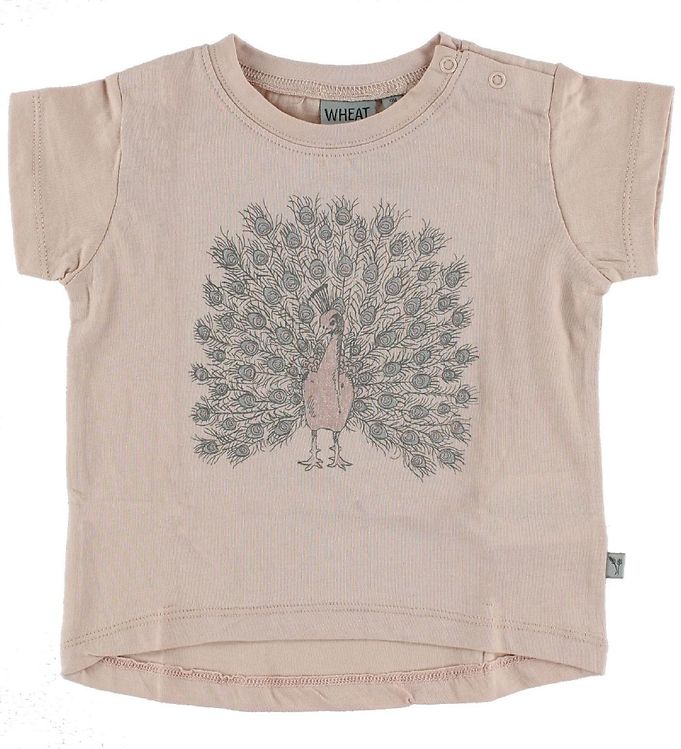 Wheat T-shirt - Powder w. Peacock » ASAP Shipping » Kids Fashion