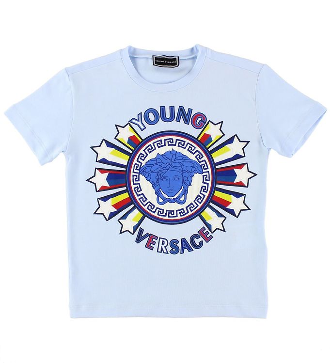 Kent Kiezen sigaar Young Versace T-Shirt - Lichtblauw m. Logo/sterren