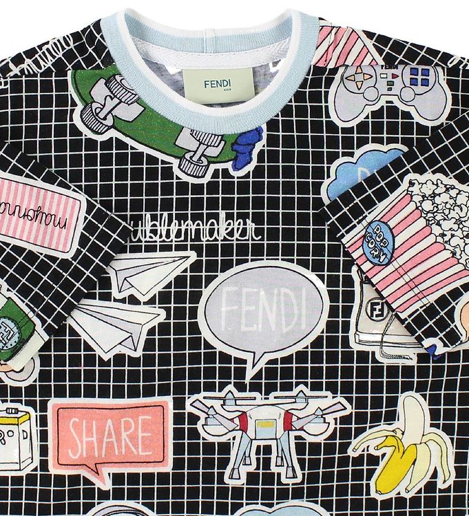 Fendi Kids T-shirt - Black Check w. Print » ASAP Shipping