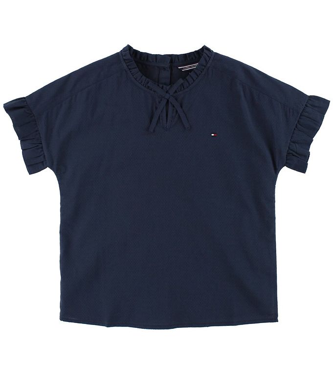 Tommy Hilfiger T Shirt Marinblå M. Volangkant