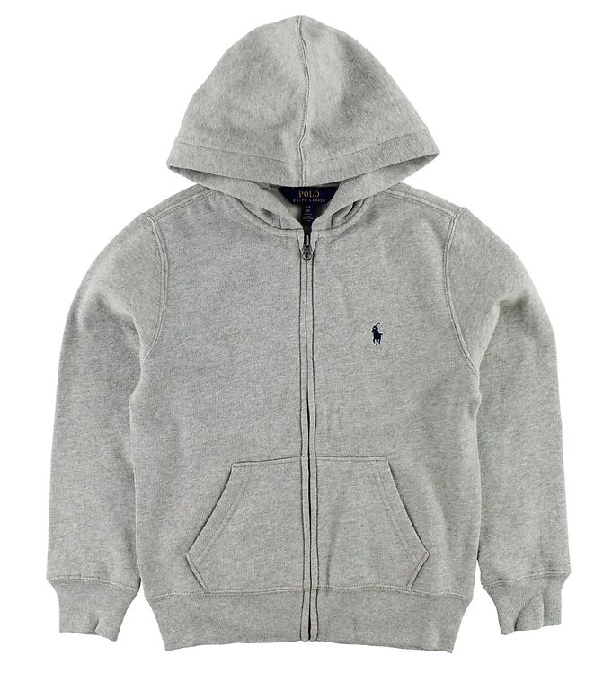 Polo Ralph Lauren Zip Thru Hoodie - Sweat - Grey Melange w. Logo