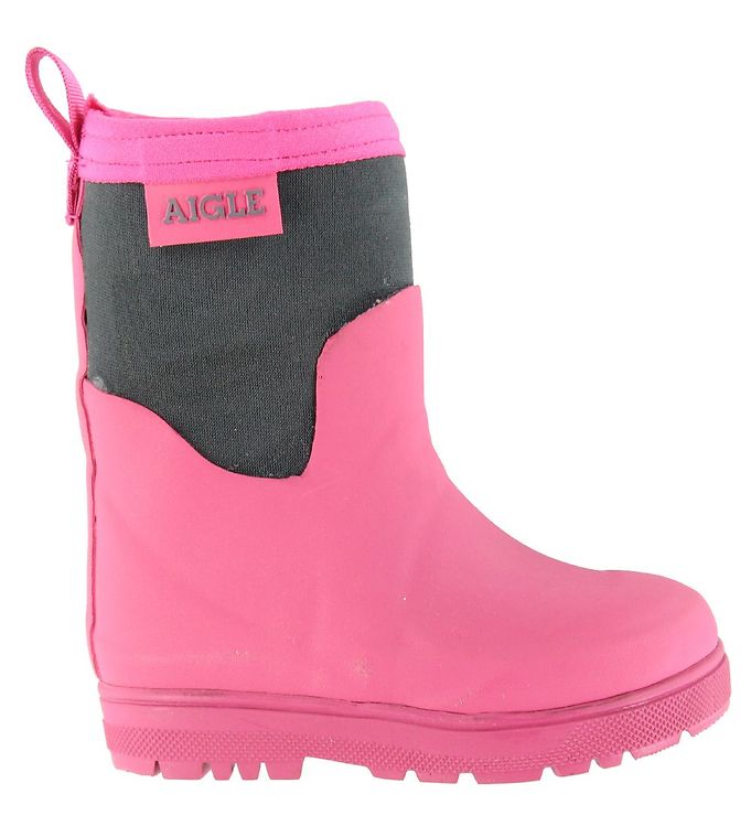 Were £39.95 NOW £19.95 Aigle Kids Woody Cross Wellies New Rose Charcoal 