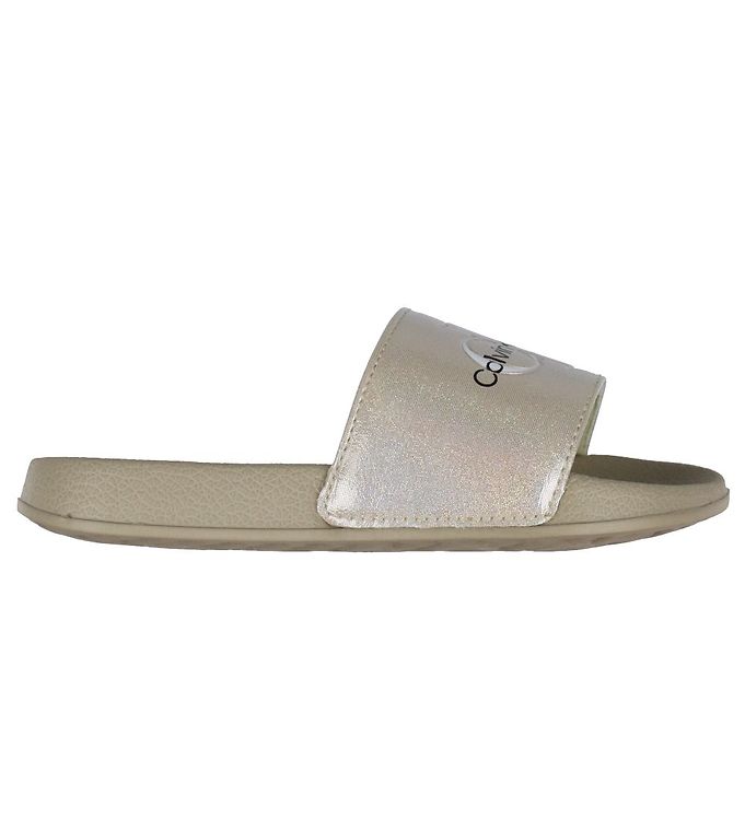 Calvin Klein Beach Sandals - Logo Print - Beige » ASAP Shipping