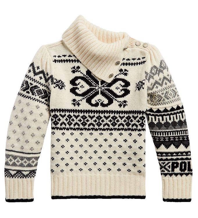 Polo Ralph Lauren Tröja Ull/nylon Creme/svart M. Mönster