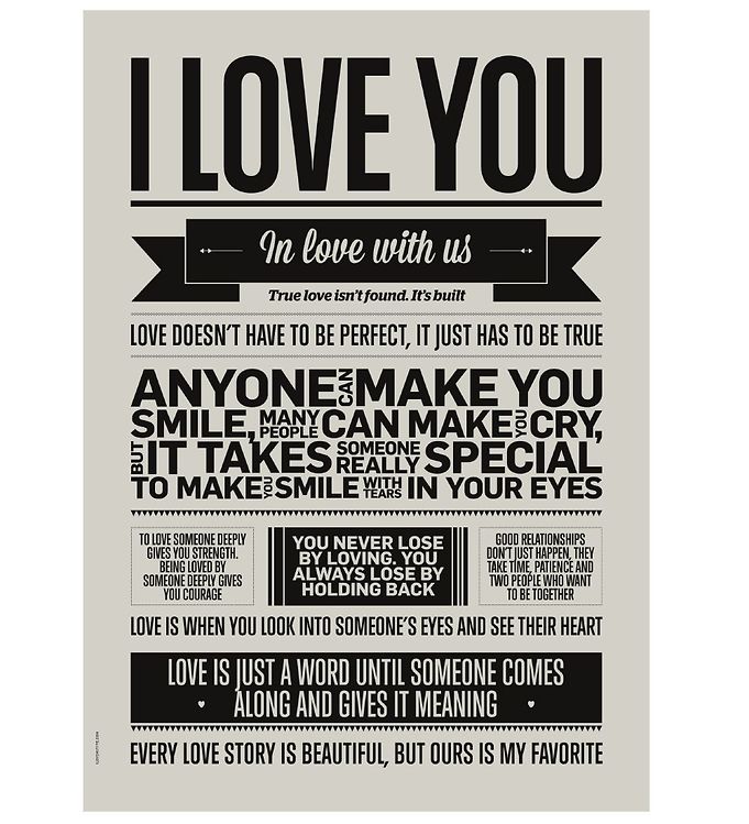 Post impressionisme niet verwant noodzaak I Love My Type Poster - 50x70 - I Love You - Warm Grey