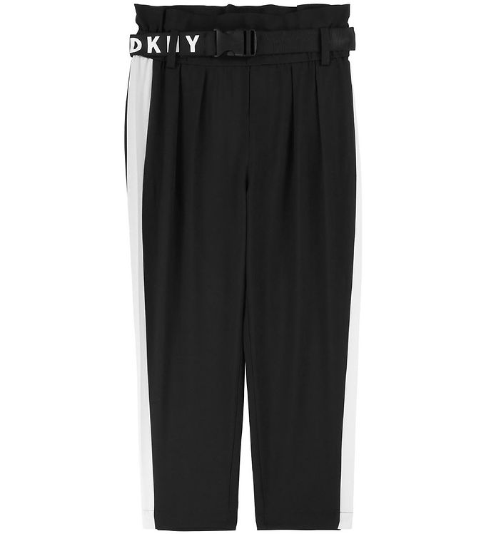 DKNY Trousers w. Belt - Black w. White » Quick Shipping