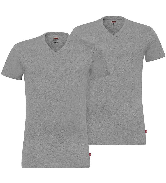 Levis T-shirt - 2-Pack - V-Neck - Grey Melange » Fast Shipping