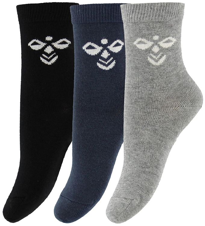 vegetarisk bille Styre Hummel Socks - HMLSutton - 3-pack - Black/Navy/Grey Melange