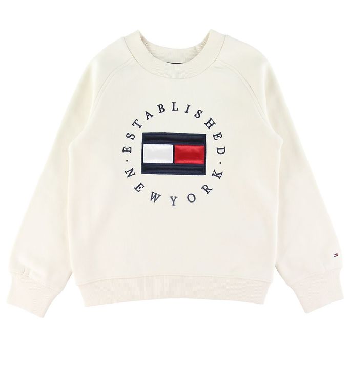 Tommy Hilfiger Sweatshirt - Ivory Logo » Fast Shipping