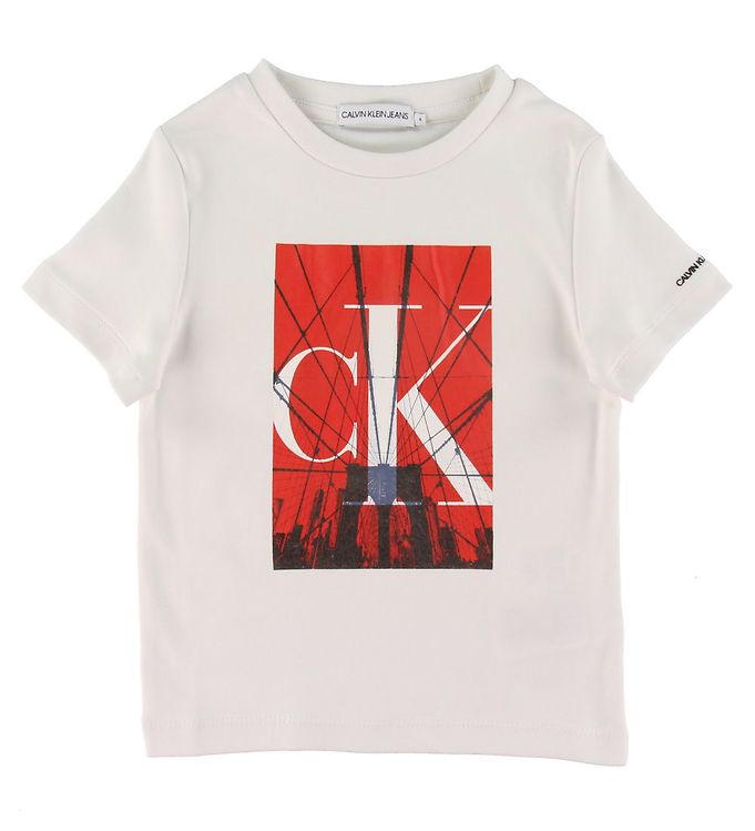 Beroep indruk Ontwapening Calvin Klein T-Shirt - Bright White m. Rood/Logo » Shop Nu