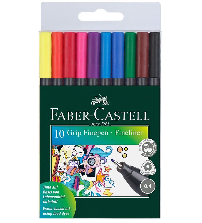 Faber-Castell Feutre fin - Grip - 10 pièces - Multicolore