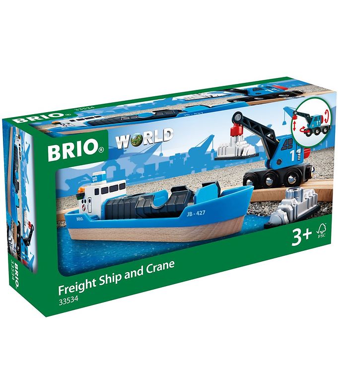 BRIO 33534 Freight Ship and Crane for Wooden Train Set for sale online 
