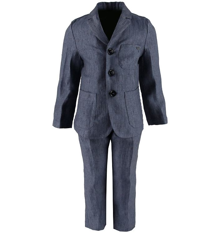Emporio Armani Kostym Lin Blåmelerad
