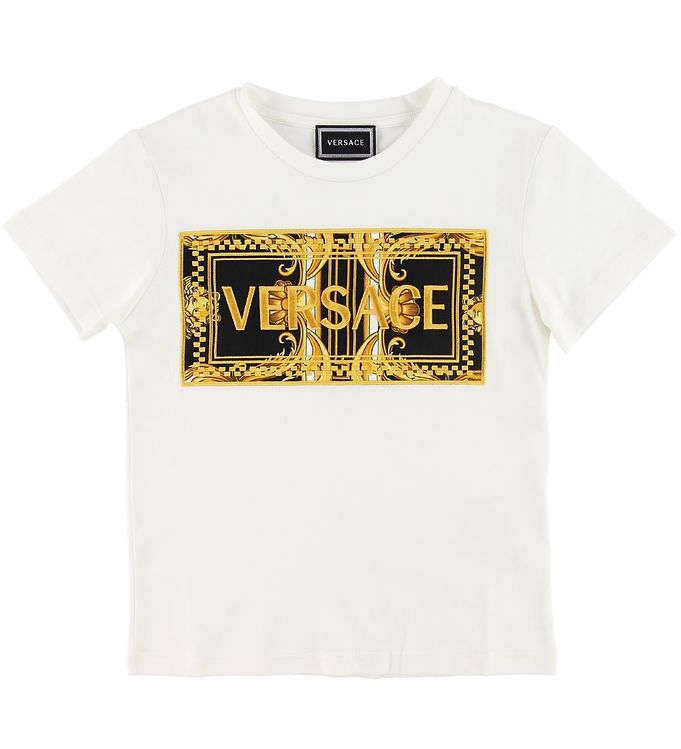 versace t shirt white and gold