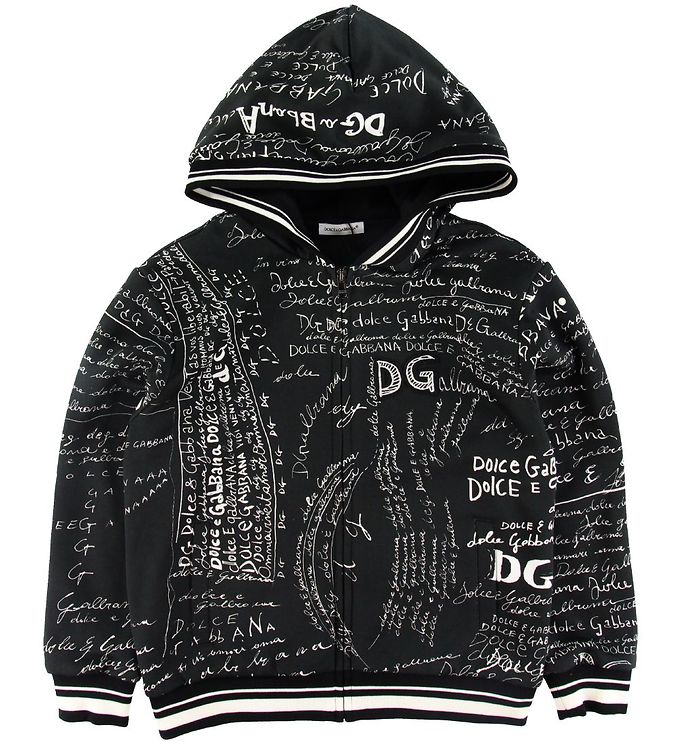 Dolce & Gabbana Kids' All Over Logo Print Cotton Hoodie In