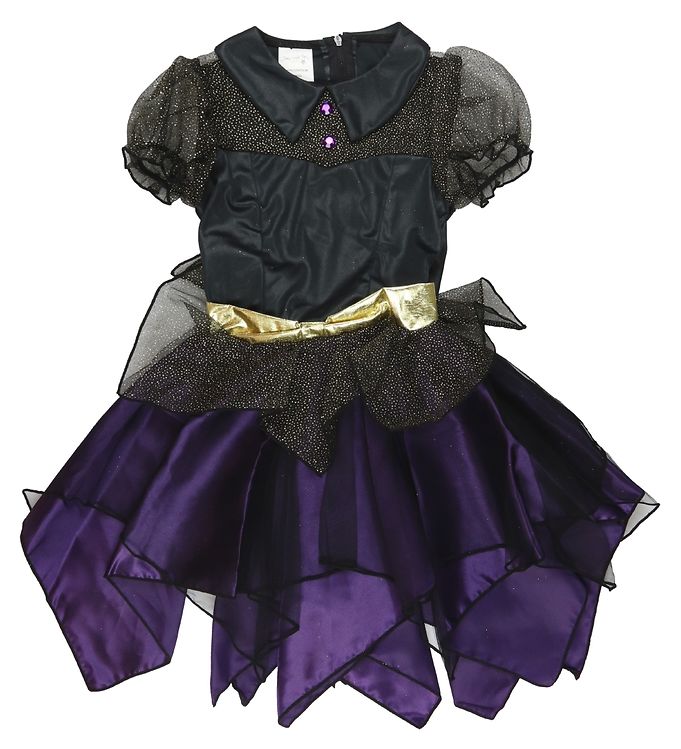 Den Goda Fen Costume - Witch Dress w. Witch Hat- Black/Purple