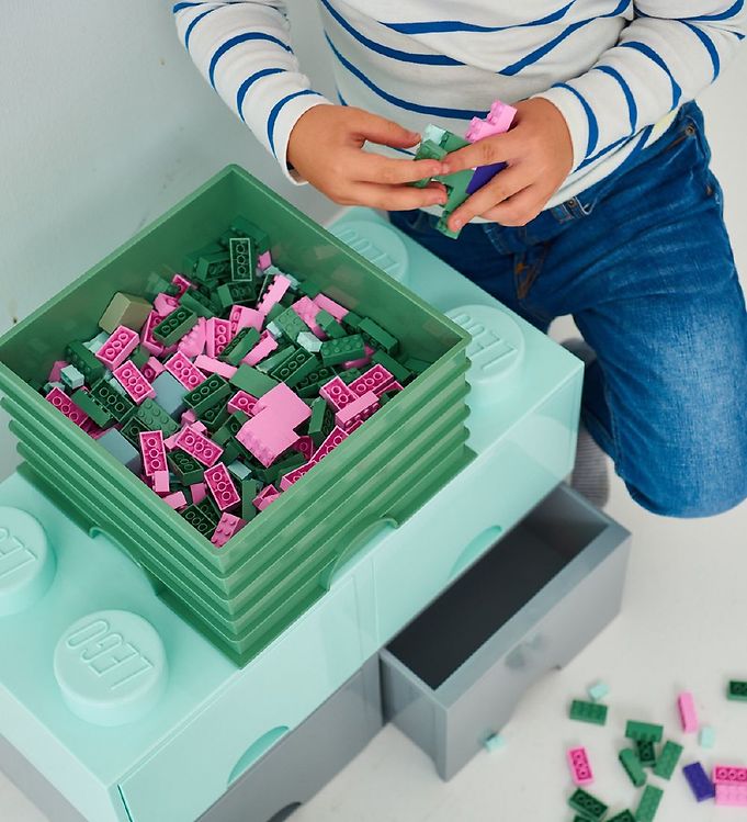 Lego Storage Opbergbox - 4 Knoppen - 25x25x18 - Grijs