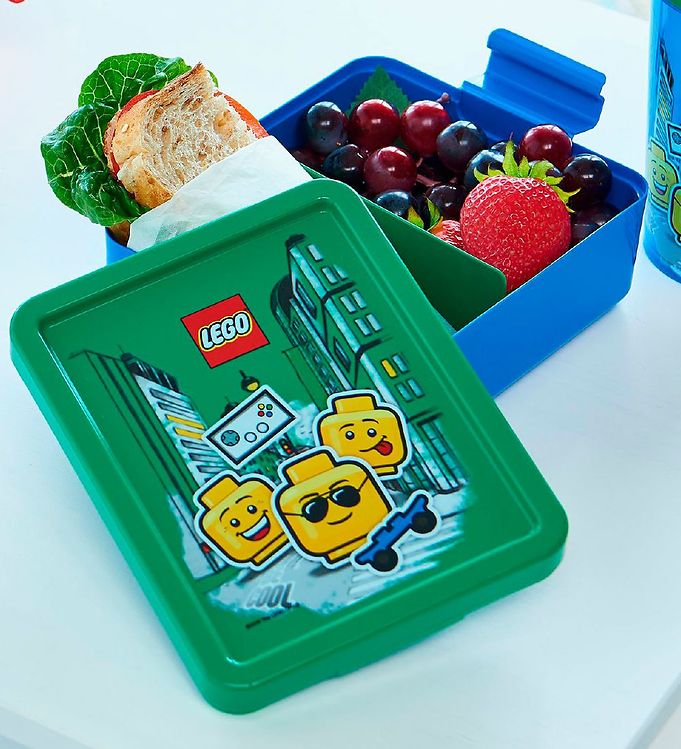 Lego Storage Lunchbox/Water Bottle - Iconic Boy - Green/Blue