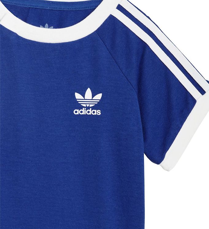 adidas Originals T-shirt - 3 Stripes - Royal Blue/White w. Logo