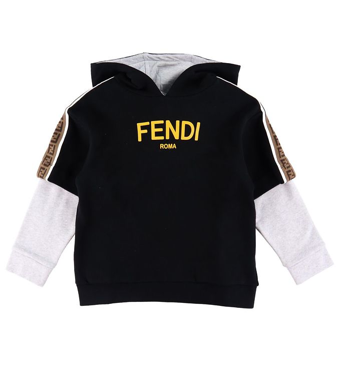 Fendi Hoodie - Black w. Yellow Logo Print » ASAP Shipping