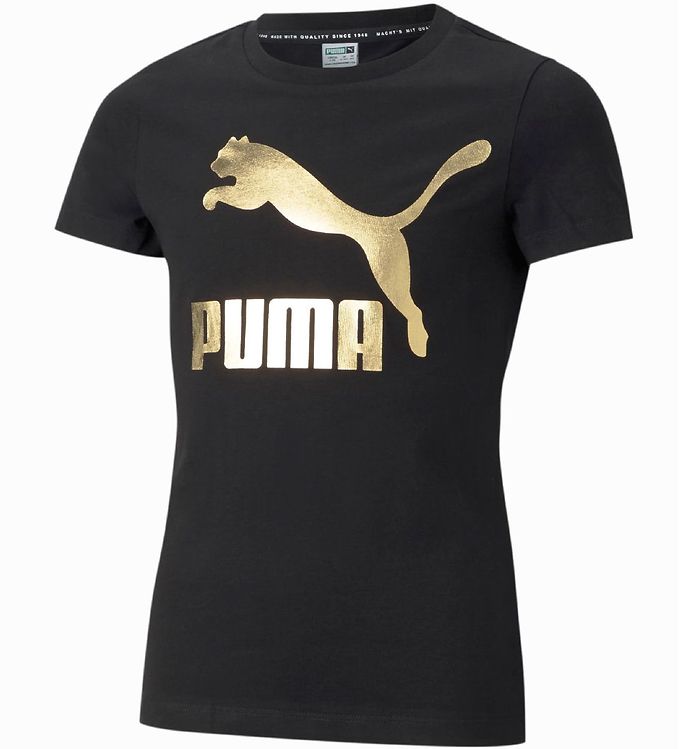 Puma T-shirt - Classics - Black w. Gold Print » Cheap Delivery