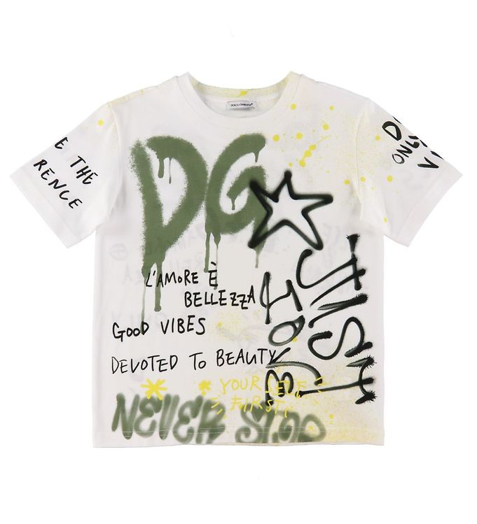 Dolce - - T-shirt w. Print DG Gabbana White Skate &