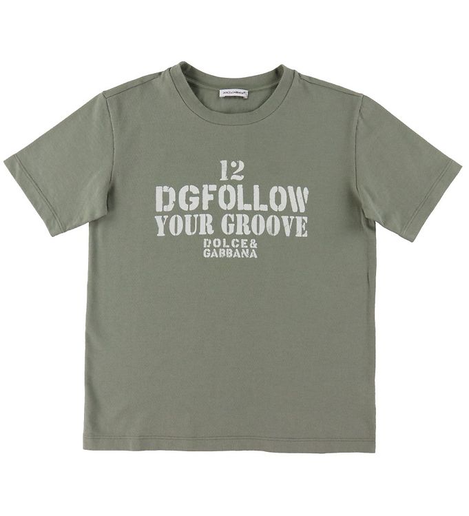 Dolce & Gabbana T-shirt - DG Skate - Army Green w. White | T-Shirts