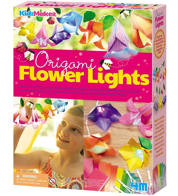 4M - KidzMaker - 180 cm - Origami Guirlande Lumineuse Fleurs