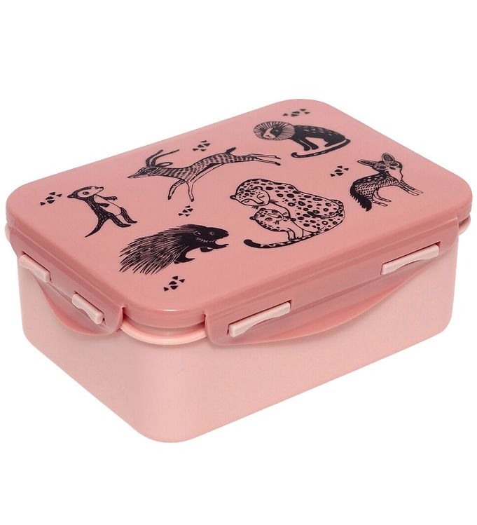 Petit Monkey Lunchbox - Black Animals - Pink » Prompt Shipping