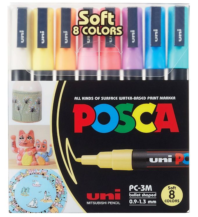 Uni Posca Paint Markers 8 Mitsubishi Pencil 0.9-1.3mm PC-3M 