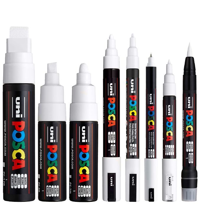 Posca Markers - 8 Tip Sizes - White » Fast Shipping
