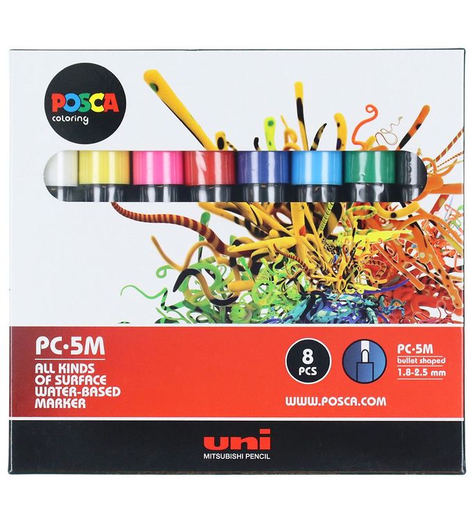 uni® POSCA® PC-5M, Dark Colors Water-Based Paint Markers (8 Pack)