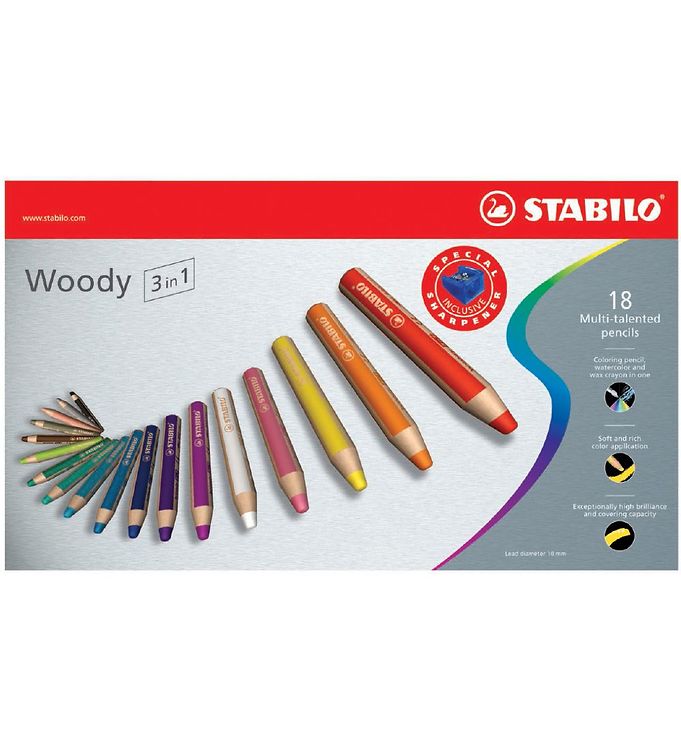 Stabilo Colouring Pencils Woody 3-in-1 - 18 spcs. -