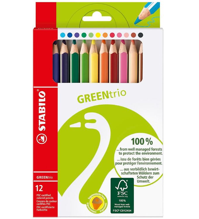 Stabilo Colouring Pencils - Green Trio Thick - 12 pcs. - Multico