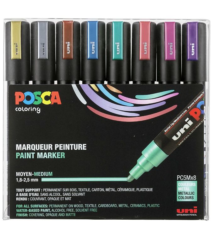 Posca Marqueurs Magiques - PC-5M - 8 pces - Métallique Multicolore