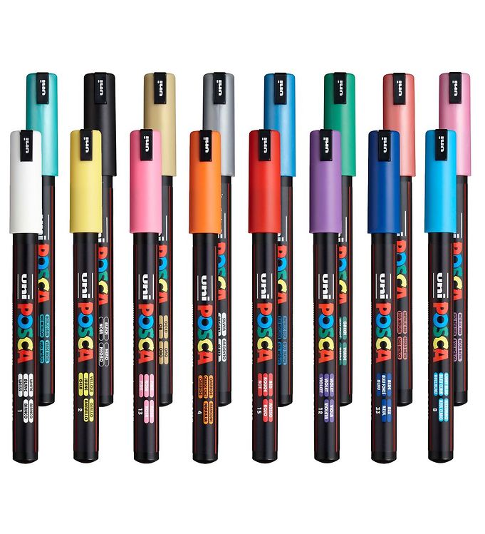 Uni Posca Markers PC-1MR, 16set Standard Colours