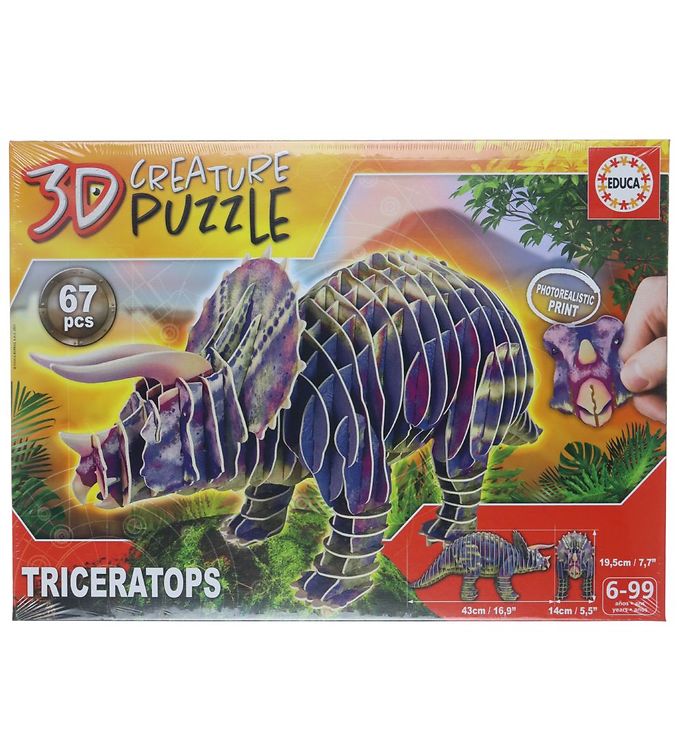Onvoorziene omstandigheden karton Compliment Educa 3D-Puzzel - Triceratops - 67 Bakstenen » Goedkope Levering
