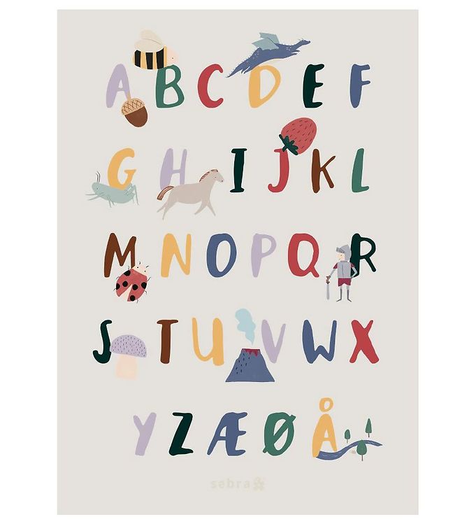 Sebra Poster 50x70 Alphabet A-Z (DA) - Pixie/Dragon