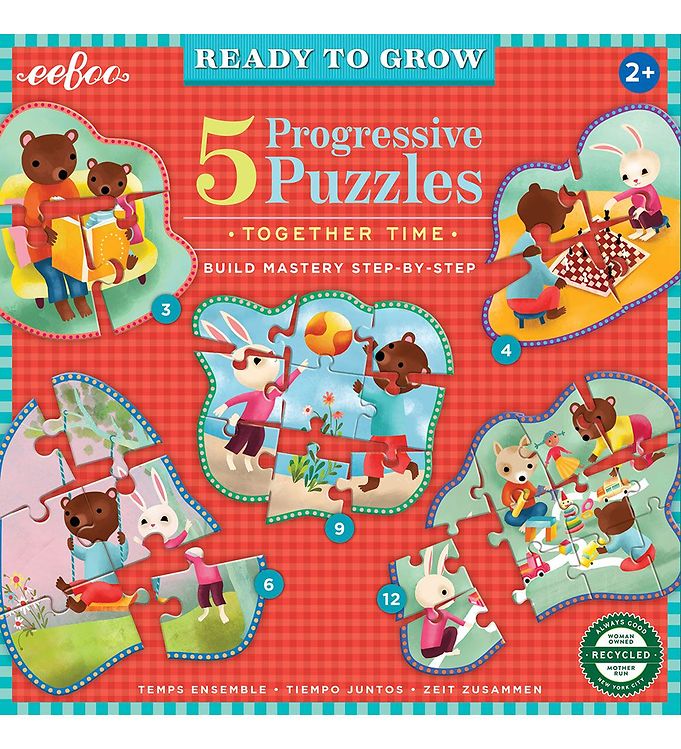 Eeboo Puzzle - 5 pièces - 3-12 Briques - Moments amusants